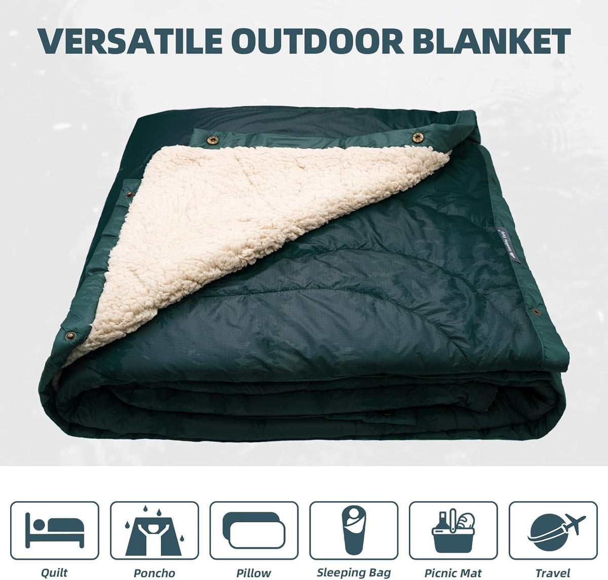 Large Camping Blanket with Sherpa Lining 78"x 56"