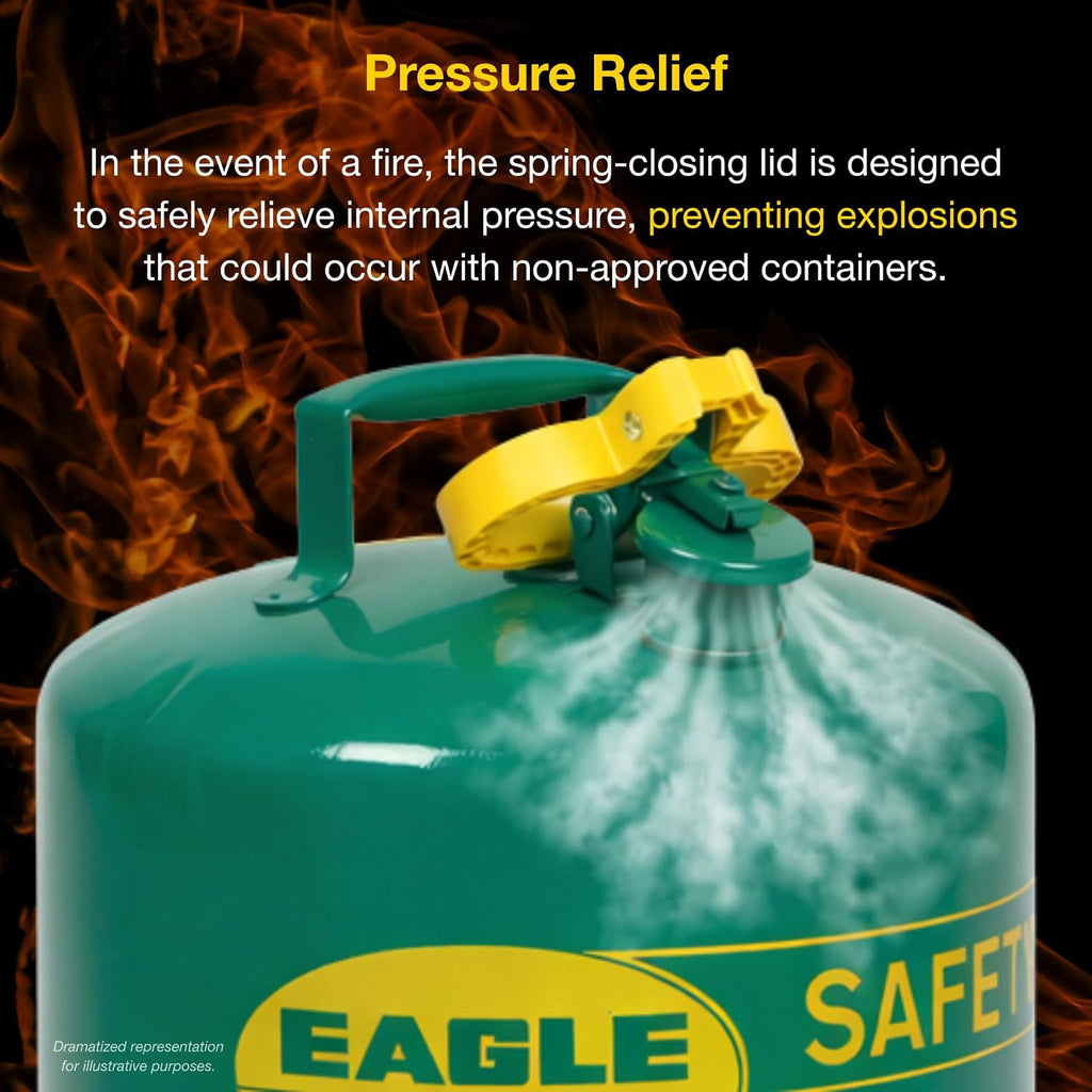 Eagle 5 Gallon Type I Green Safety Gas Can for Oil and Other Combustibles