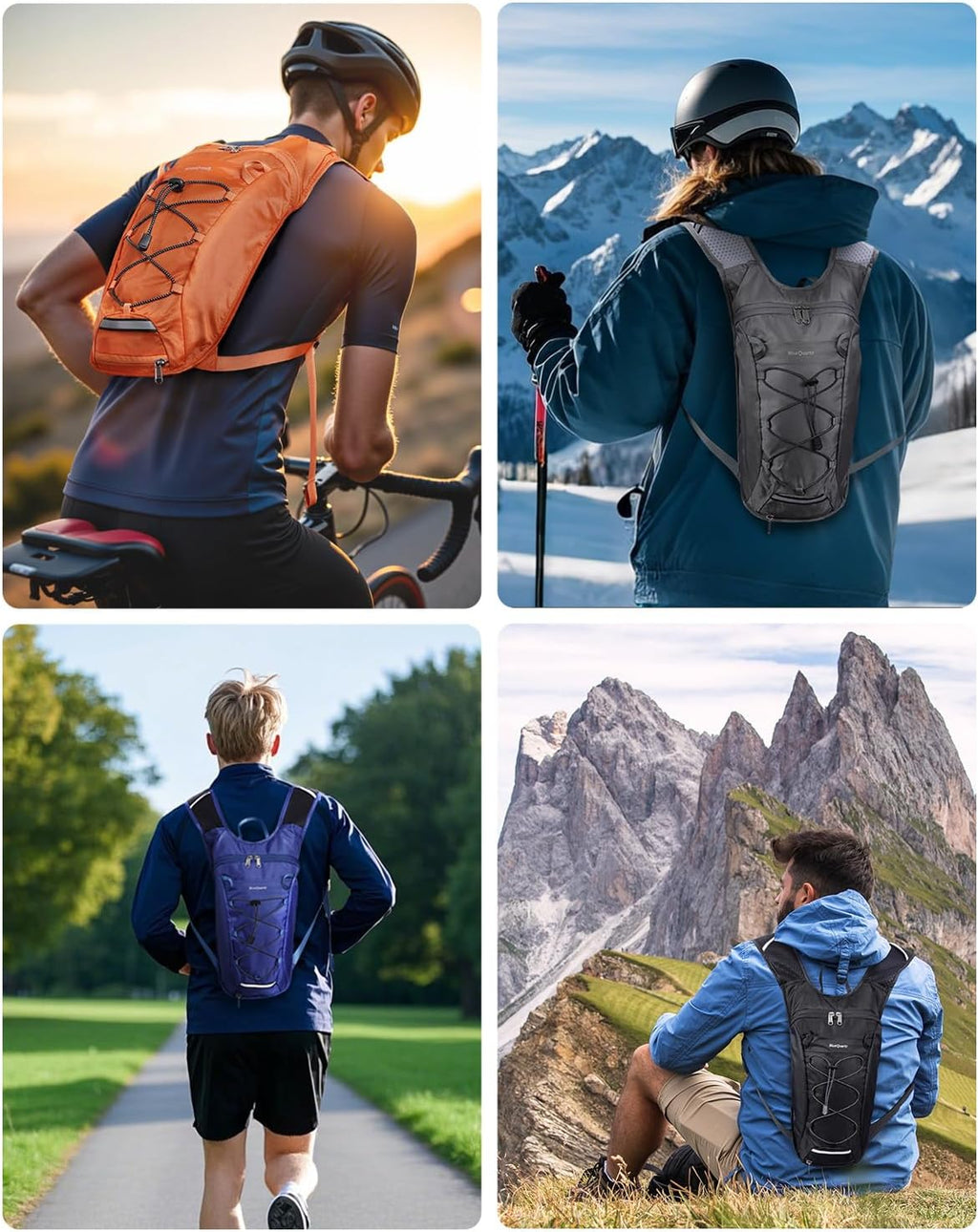 Blue Quartz Hydration Backpack with 2L Water Bladder, Hiking Water Pack with Insulated Compartment for Women Men, Lightweight Cycling Daypack with Phone Pocket, Hydration Pack for Running,Biking