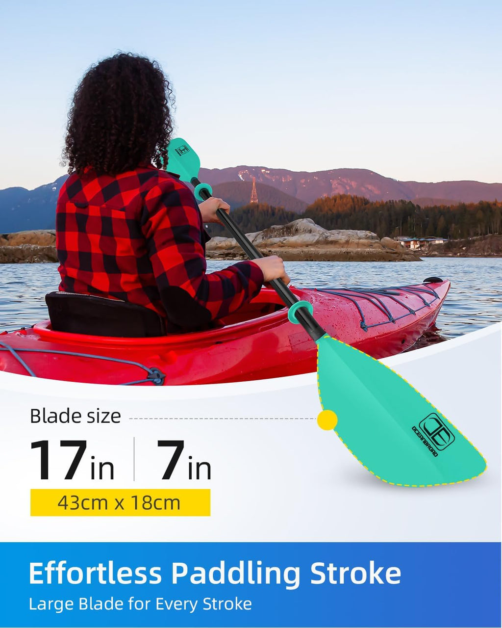 OCEANBROAD 4 Pieces Kayak Paddle 90.5in/230cm Carbon Fiber for Kayaking