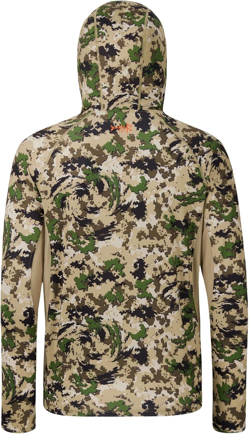 BASSDASH Men's UPF 50+ Lightweight Hunting Camo Hoodie Quick Dry Performance Long Sleeve Fishing Shirt with Hood FS30M