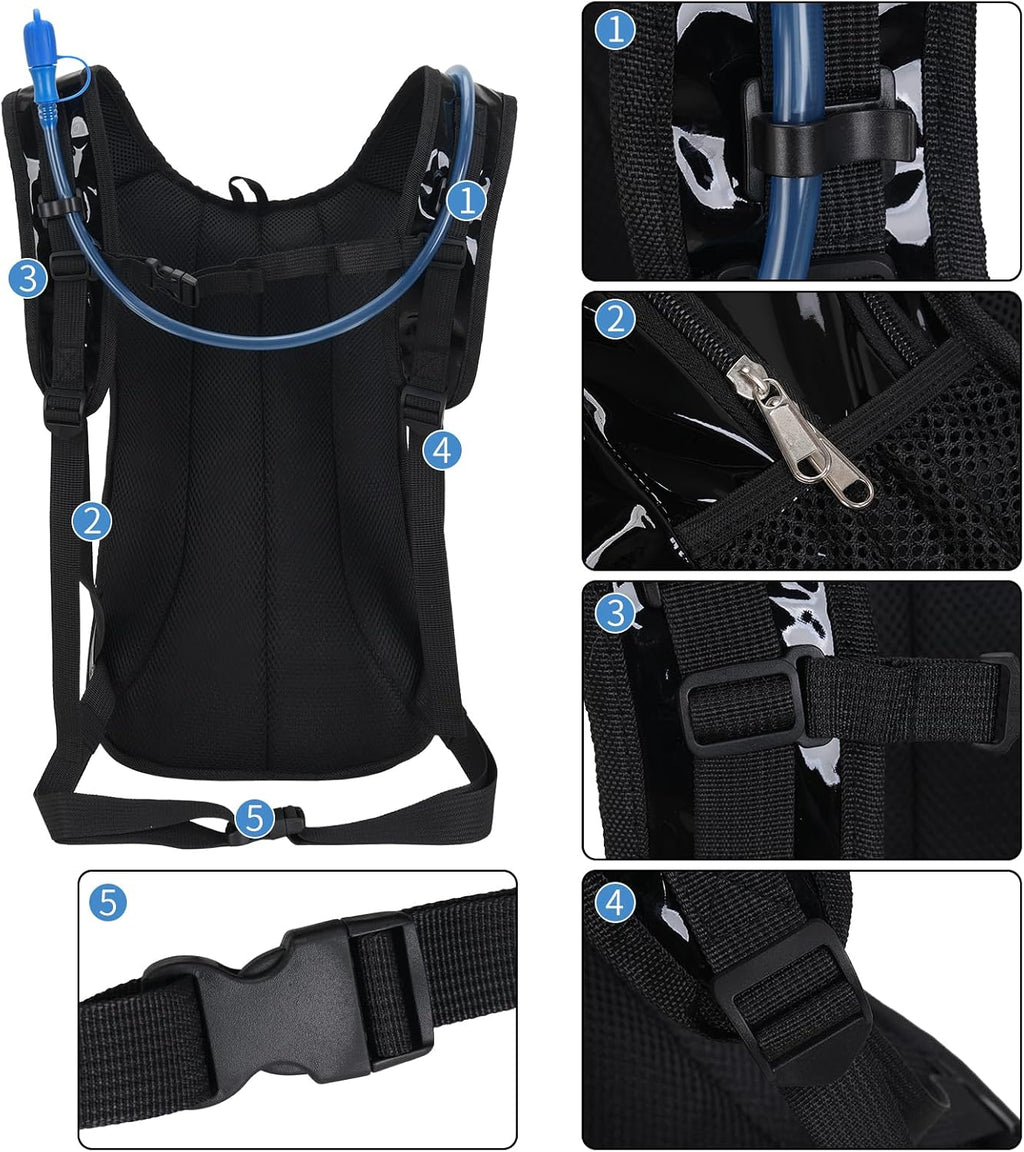 Roptat Hydration Backpack Pack with 2L Hydration Bladder - Lightweight Water Backpack Water Pouch for Women Men Running Riding Biking Music Festival