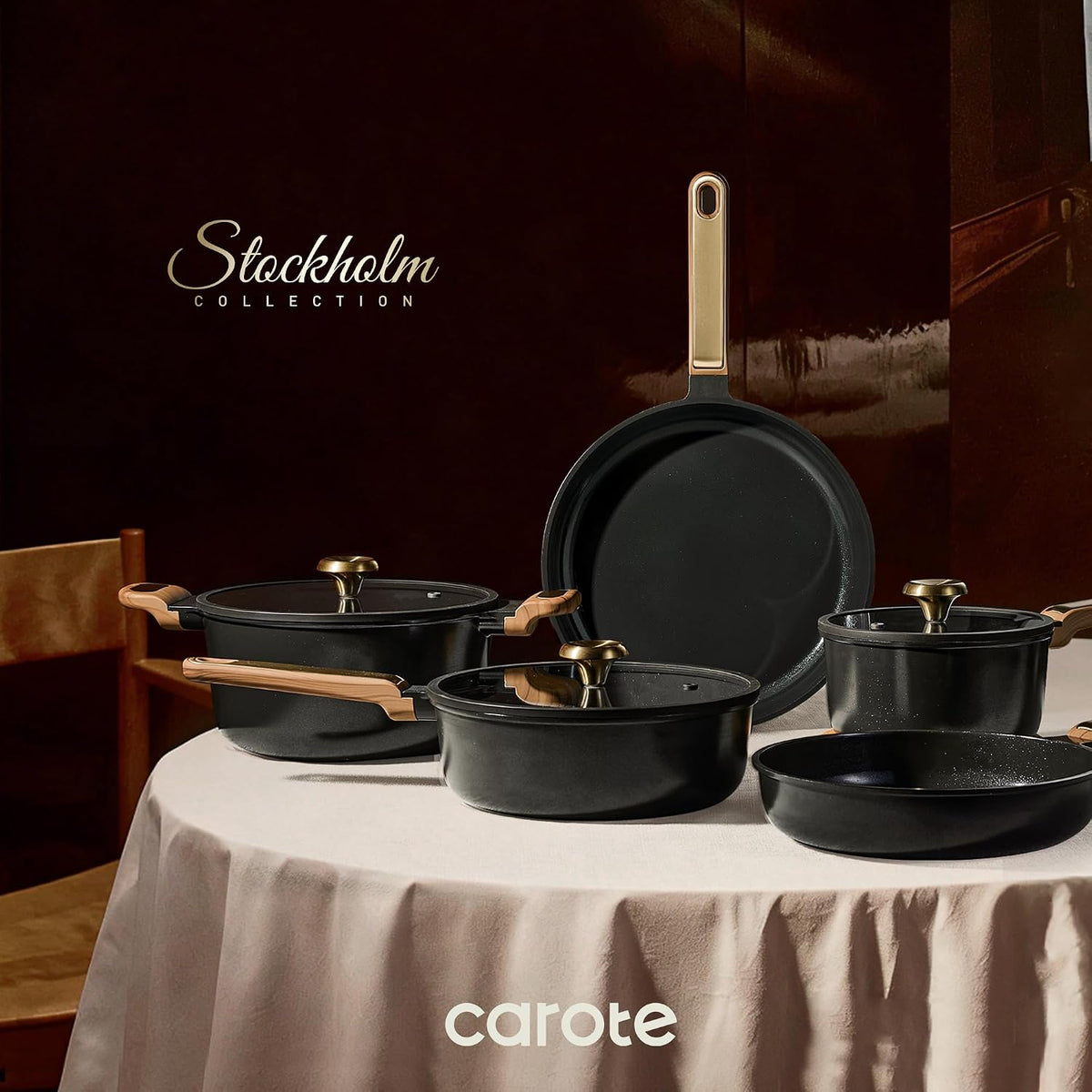 CAROTE Ceramic Cookware Sets, Pots and Pans Set, 16pcs