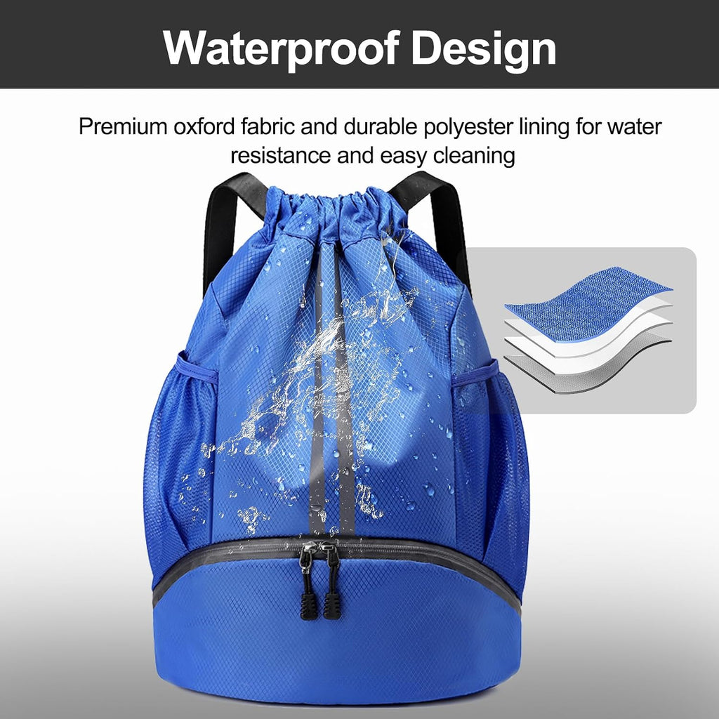 Hoedia Sports Drawstring Backpack - Swim Gym Bag for Women and Men
