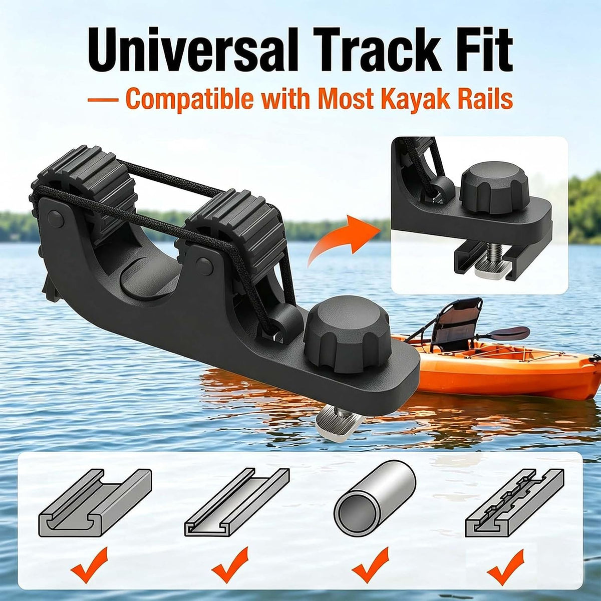 Kayak Paddle Holder,Kayak Track Mount Accessories,Space-Saving