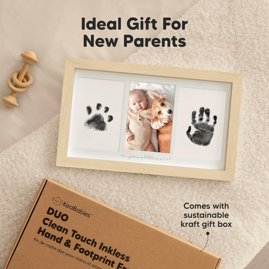 Inkless Hand and Footprint Kit, Boy Girl Newborn Keepsake (Ash Wood)