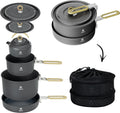 ALOCS Camping Cookware Portable Non-Stick Mess Kit with Foldable Handle