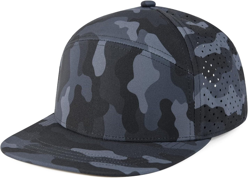 FEINION Men Laser Mesh Flat Brim Snapback Baseball Cap