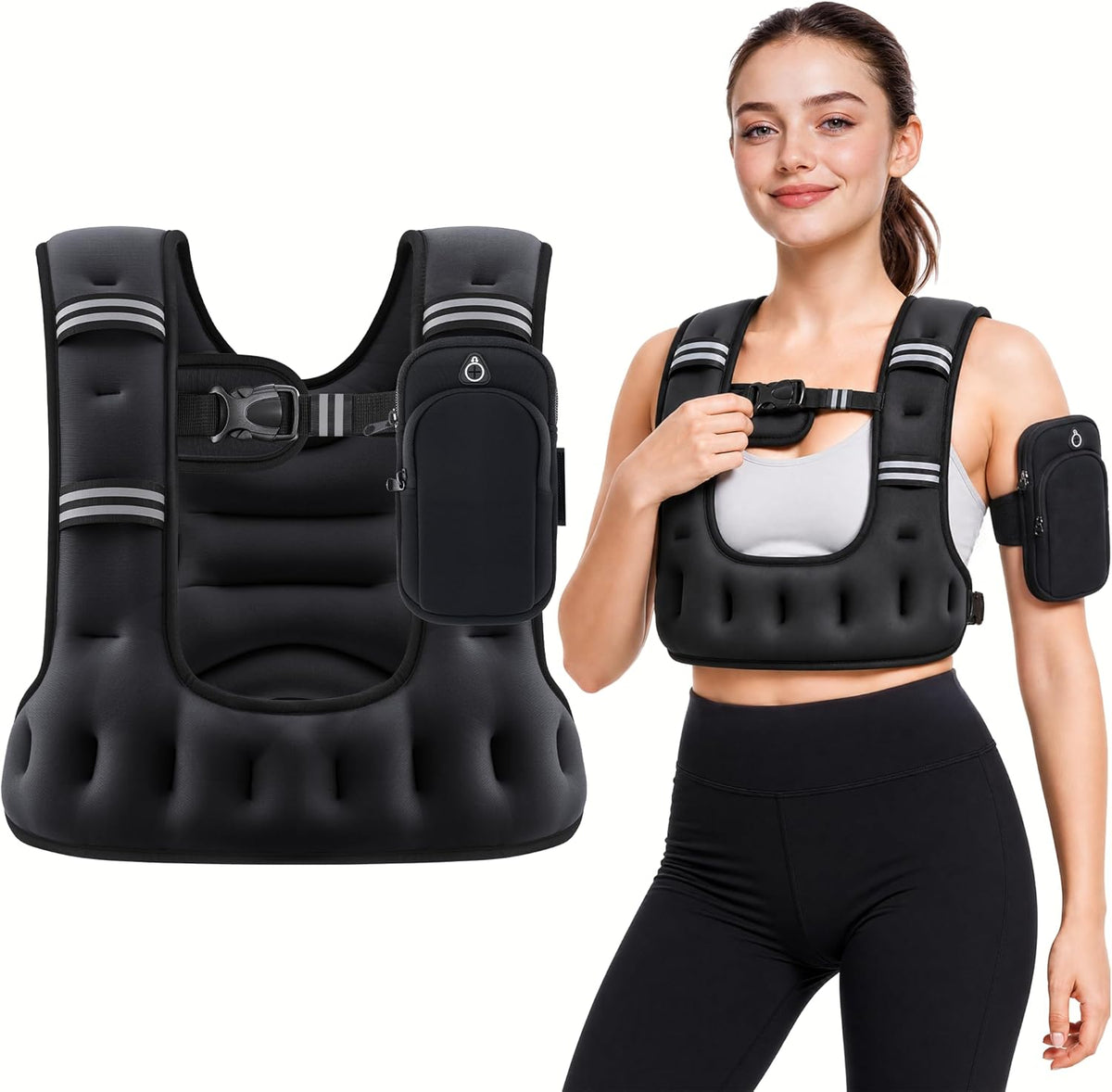 ZELUS Weighted Vest for Women & Men, U-Shaped Running Vest with Arm Pocket