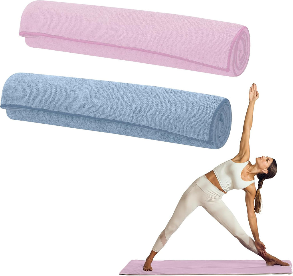 Gaiam Yoga Mat Towel, Non-Slip Microfiber, Hot Yoga (Heron Lilac)