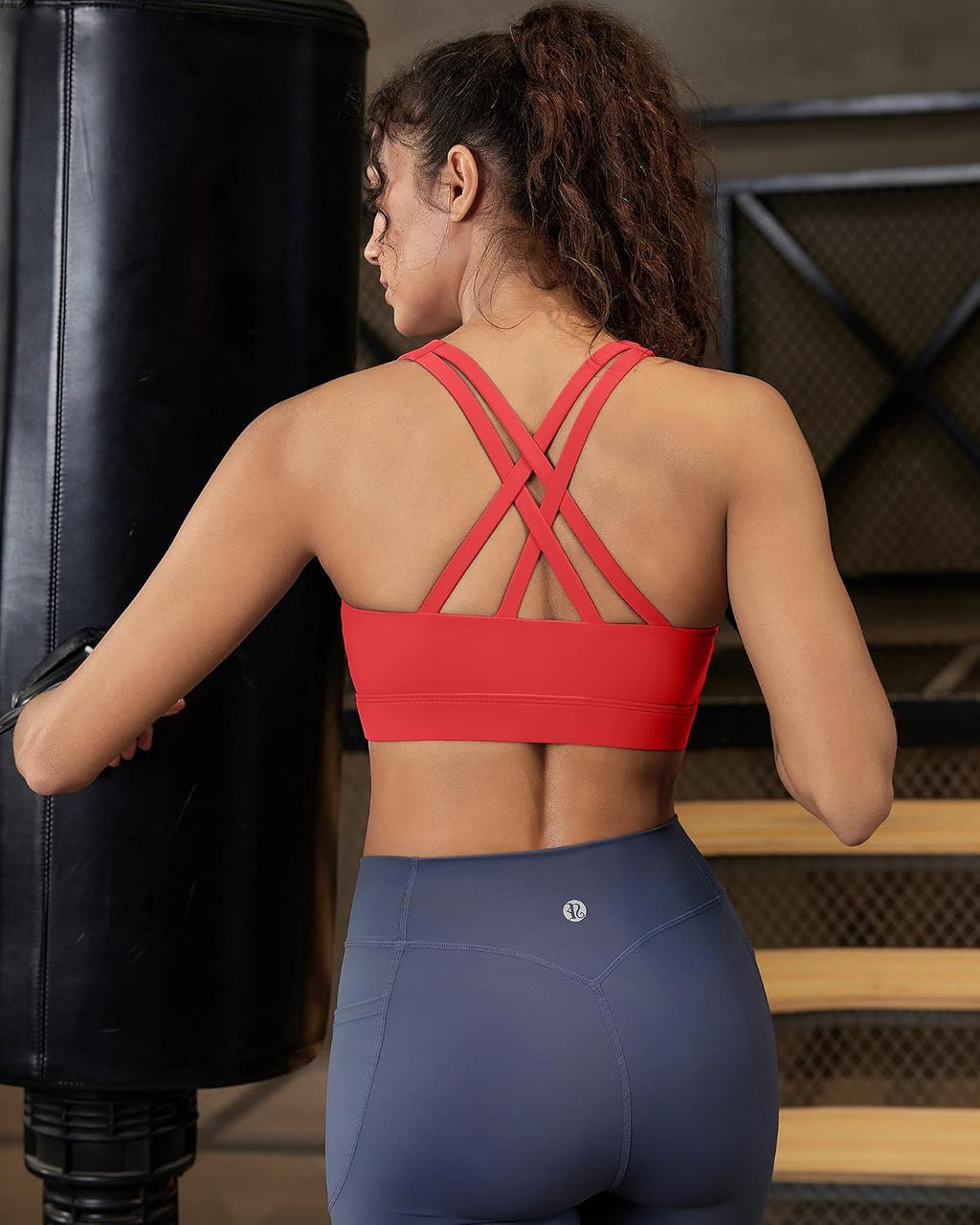 RUNNING GIRL Sports Bra for Women,Molded Cup Strappy Running High Impact Sports Bra with Sewn in Pads