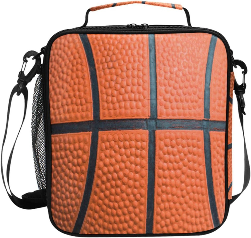 Basketball Texture Lunch Box Insulated Lunch Bag Cooler Tote Bag