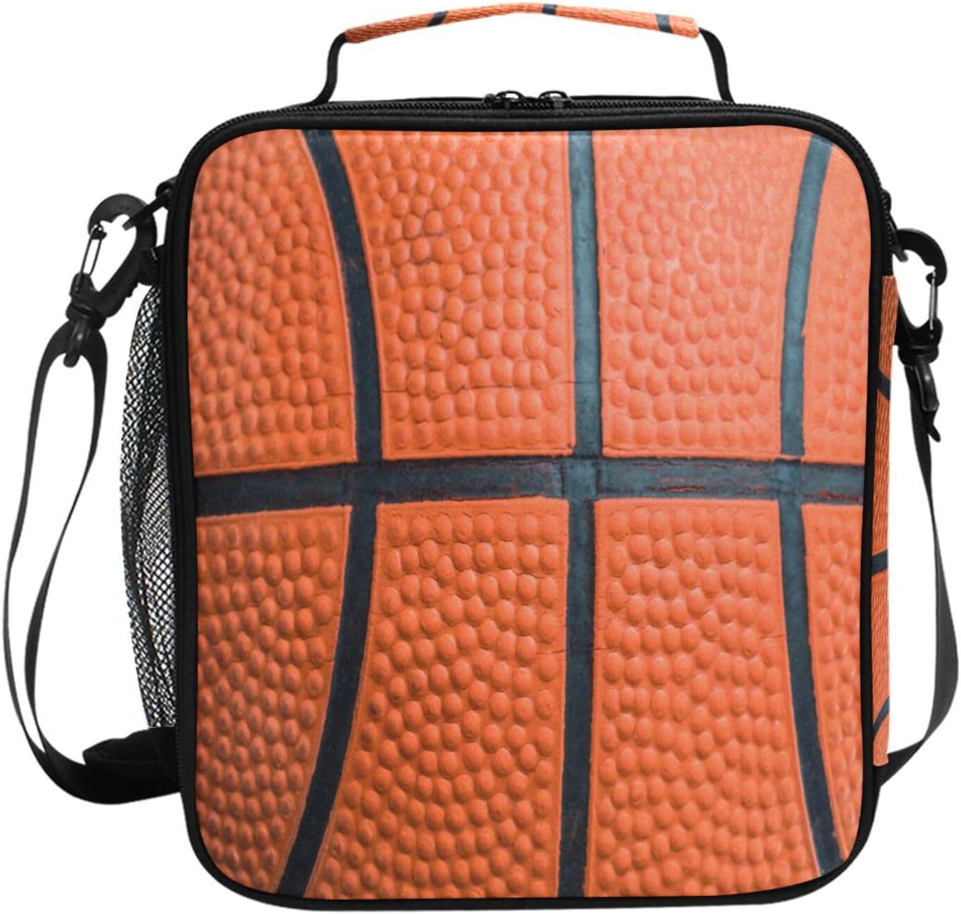 Basketball Texture Lunch Box Insulated Lunch Bag Cooler Tote Bag