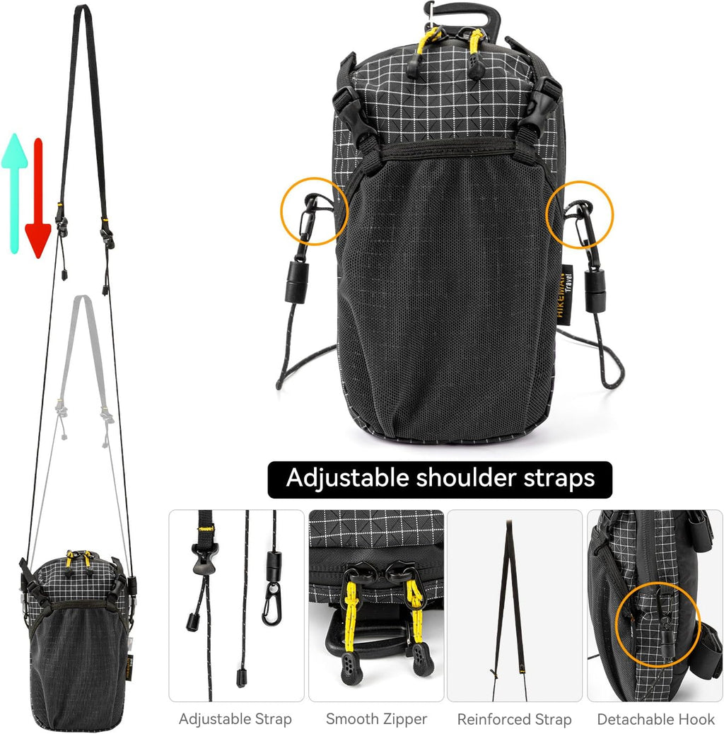 HIKEMAN Backpack Shoulder Strap Pouch - Smartphone Strap Pack,Waterproof Backpack Strap Pocket Attachment Bag for Hikers,Small Crossbody Bag Waist Pack for Sports Hiking Camping(Black)