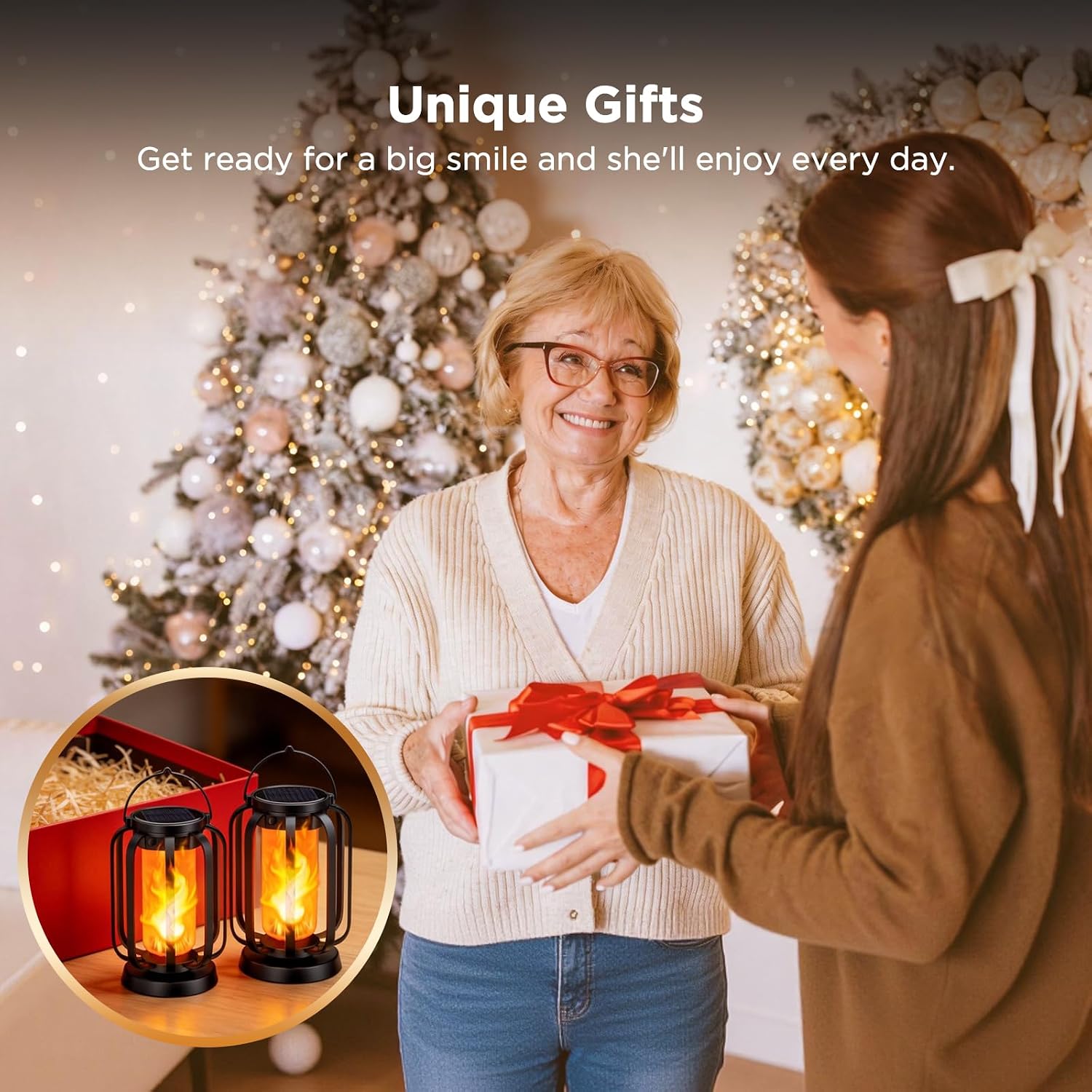 Hompavo Gen2 Solar Lanterns Outdoor Lights with Ultra-Real Flame
