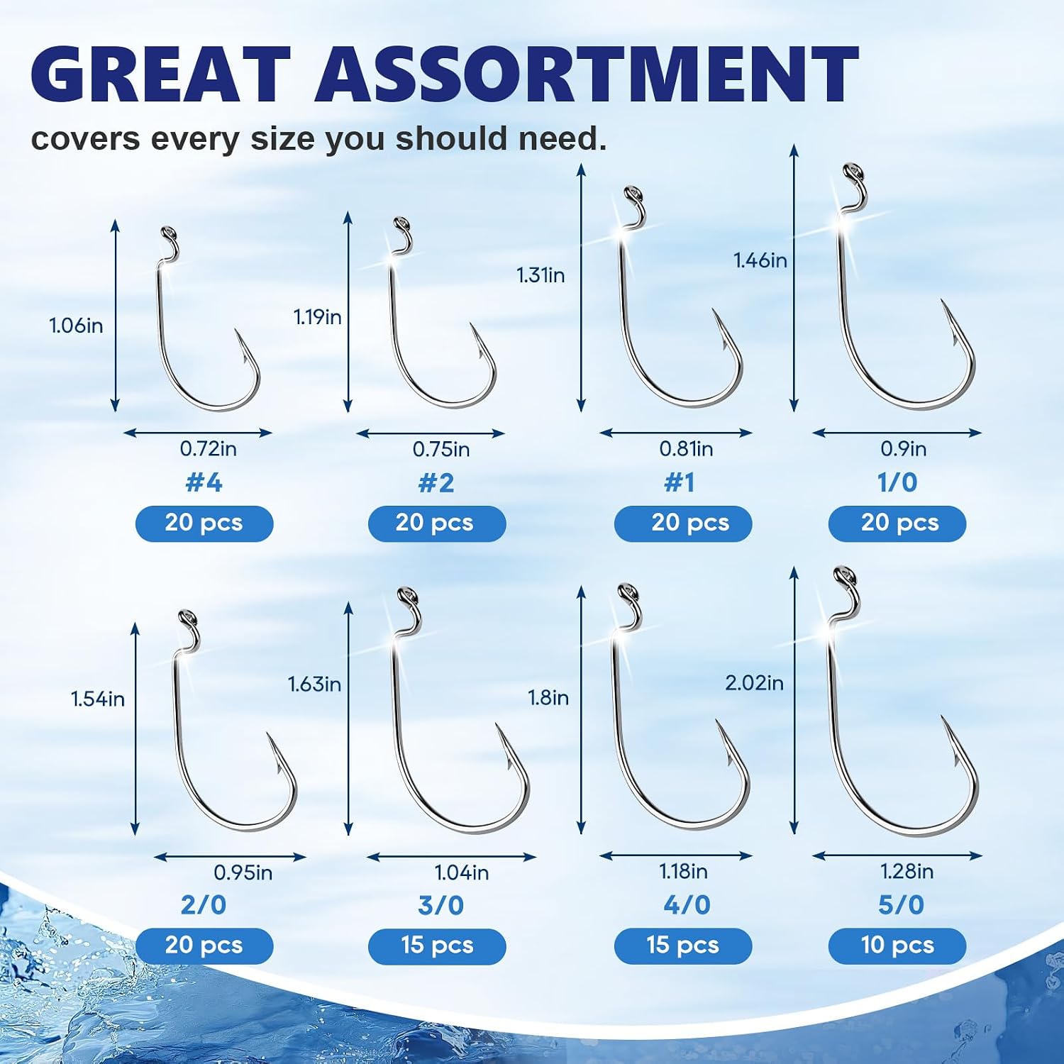 UCEC EWG Fishing Hooks, Offset Worm Hooks for Bass Fishing Hook Texas Rig