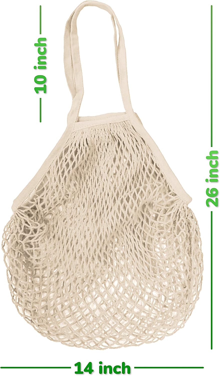 5 pack Cotton String Shopping Bags Reusable Washable Grocery Mesh Bags Organizer for Grocery Shopping Produce Net Bags with Longhandle for Fruit Vegetable Storage
