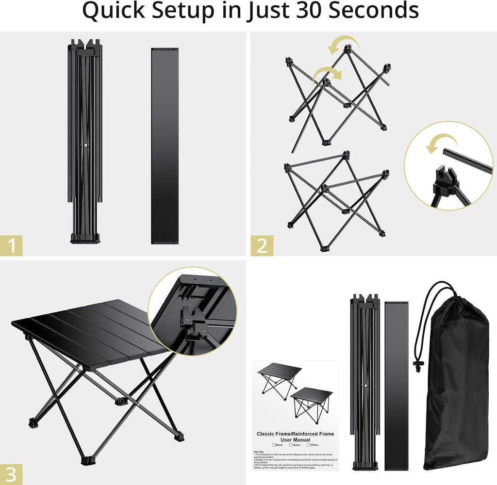 Anbte Small Folding Camping Table, Aluminum Frame, 45 lb Capacity