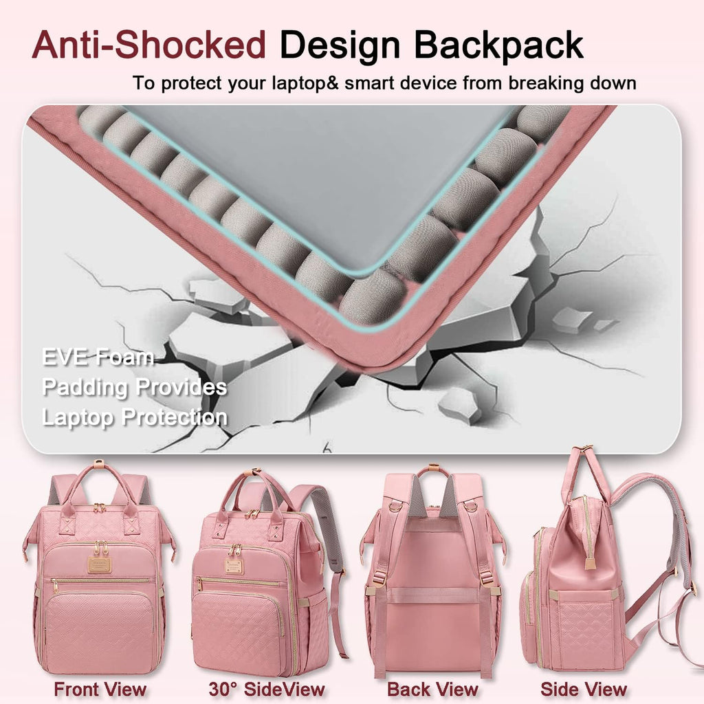Weitars Lunch Backpack for Women,15.6 Inch Laptop Backpacks with Lunch Box