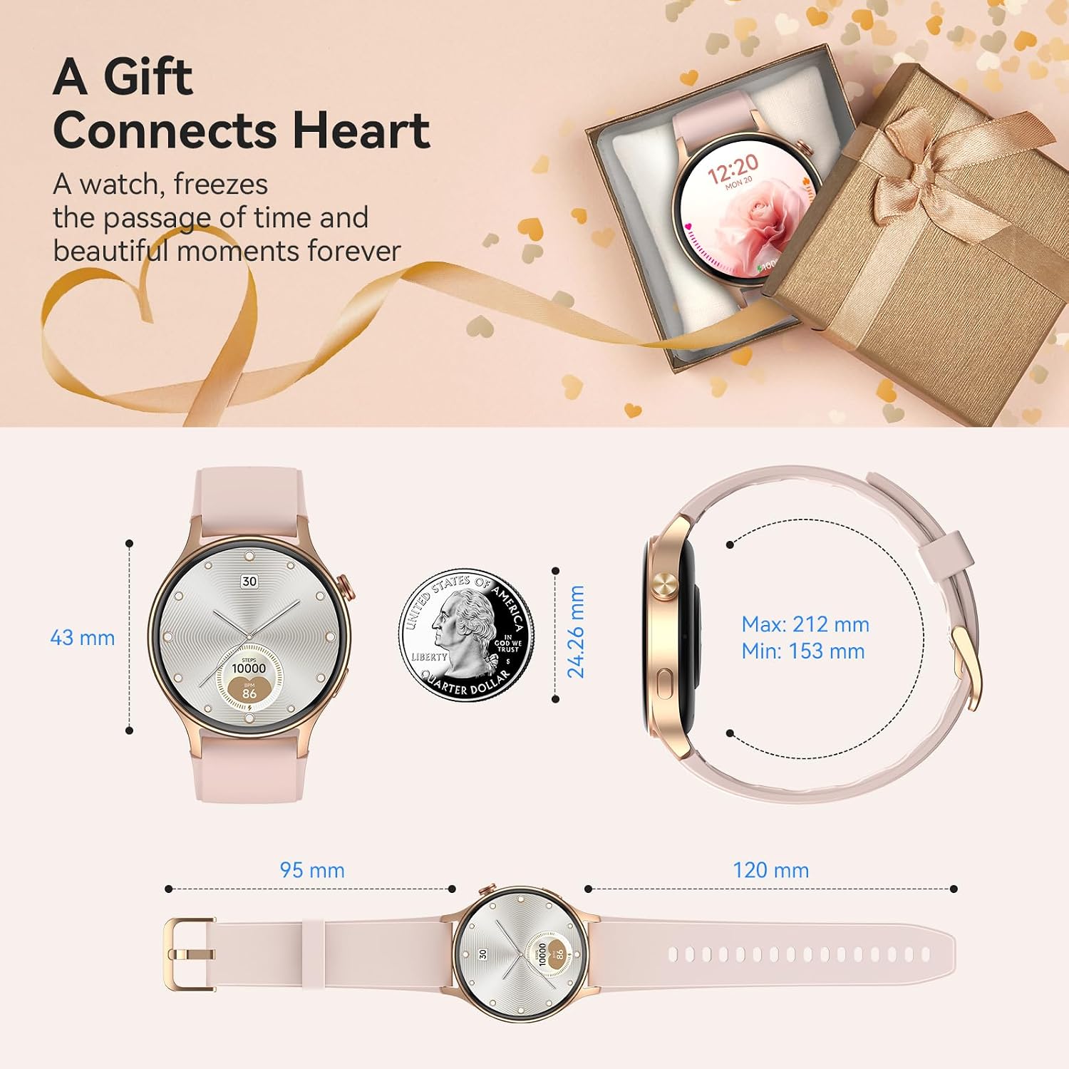 Smart Watch for Women, Answer/Make Call, 1.32'' AMOLED Ultra-Clear Screen
