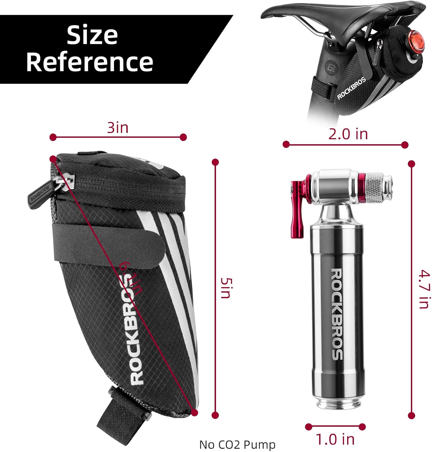 ROCKBROS Small Saddle Bag Bike Seat Bag Under Seat Cycling Storage Pouch