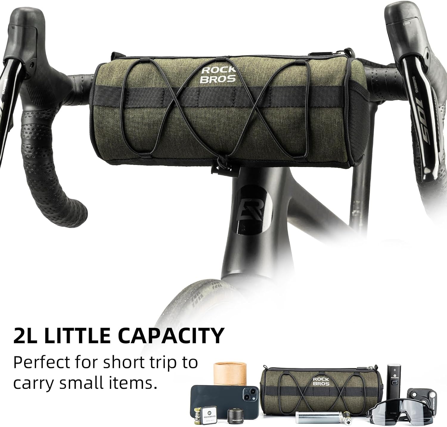 ROCKBROS Bike Handlebar Bag 2L Lightweight 4 Mounting Ways on Frame/Seat