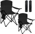 Camping Chair 2 Pack Portable Folding Chair, Supports 300lbs, Black