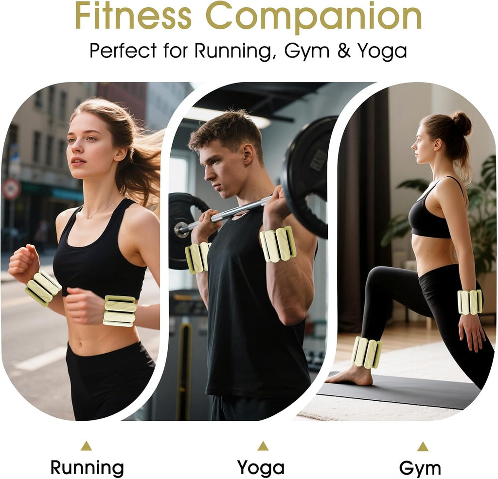 Wrist Weights – Ankle Wrist Weights for Women & Men – Adjustable Weighted Bangles Set (1 lb Each) | Arm and Leg Weights for Yoga, Pilates, Running & Walking