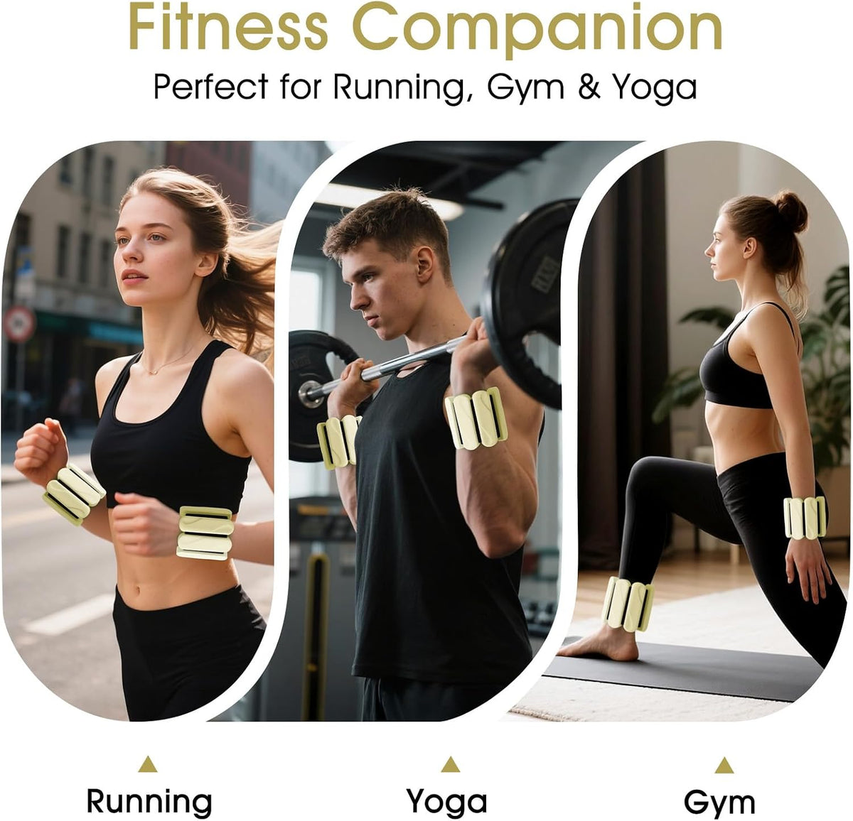 Wrist Weights – Ankle Wrist Weights for Women & Men – Adjustable Weighted Bangles Set (1 lb Each) | Arm and Leg Weights for Yoga, Pilates, Running & Walking