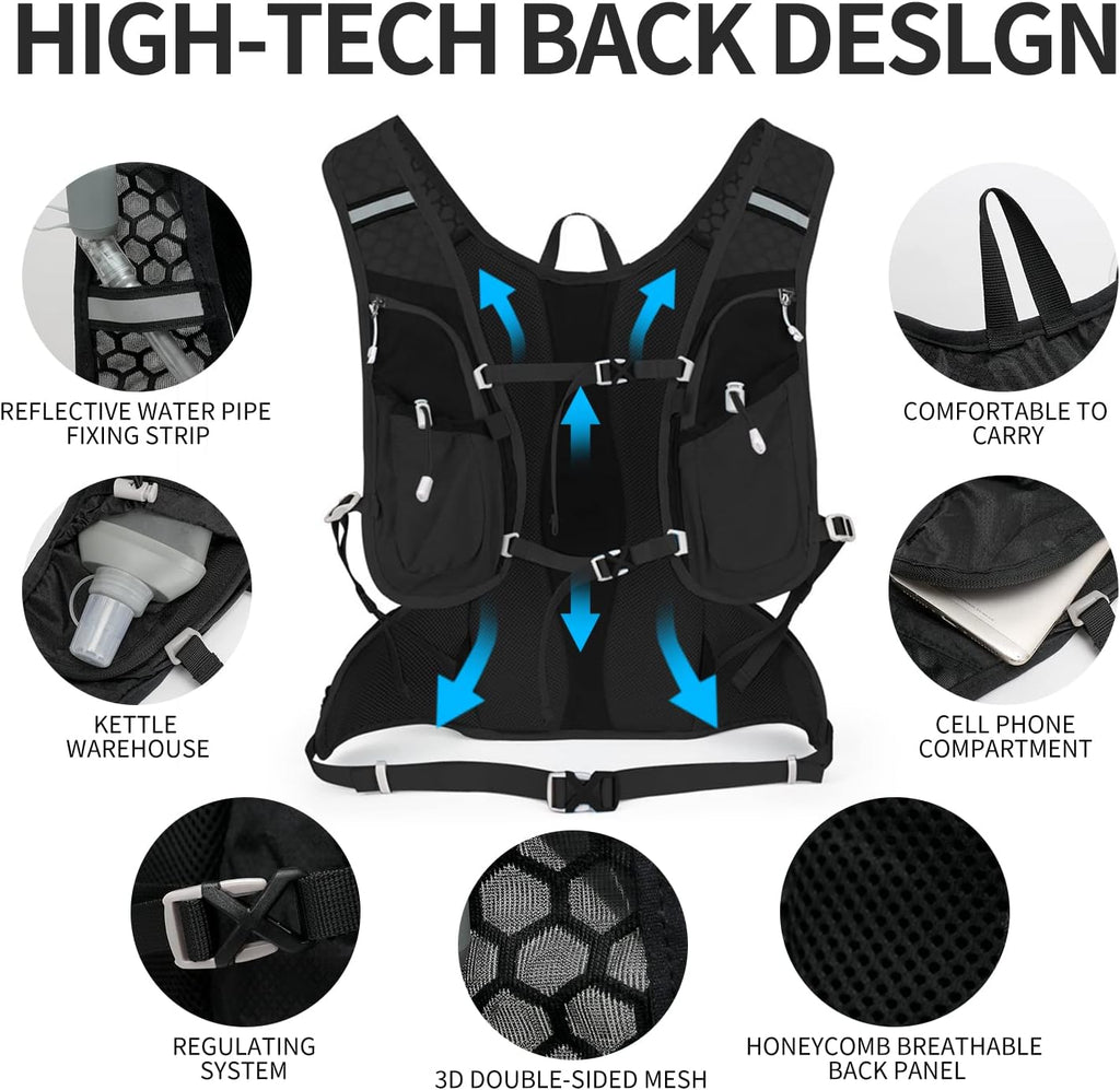 IX INOXTO Hydration Pack Backpack, Lightweight Water Backpack with 2L Hydration Bladder Daypack for Men Women,Running Hydration Vest for Trail Running Hiking Cycling Race Climbing
