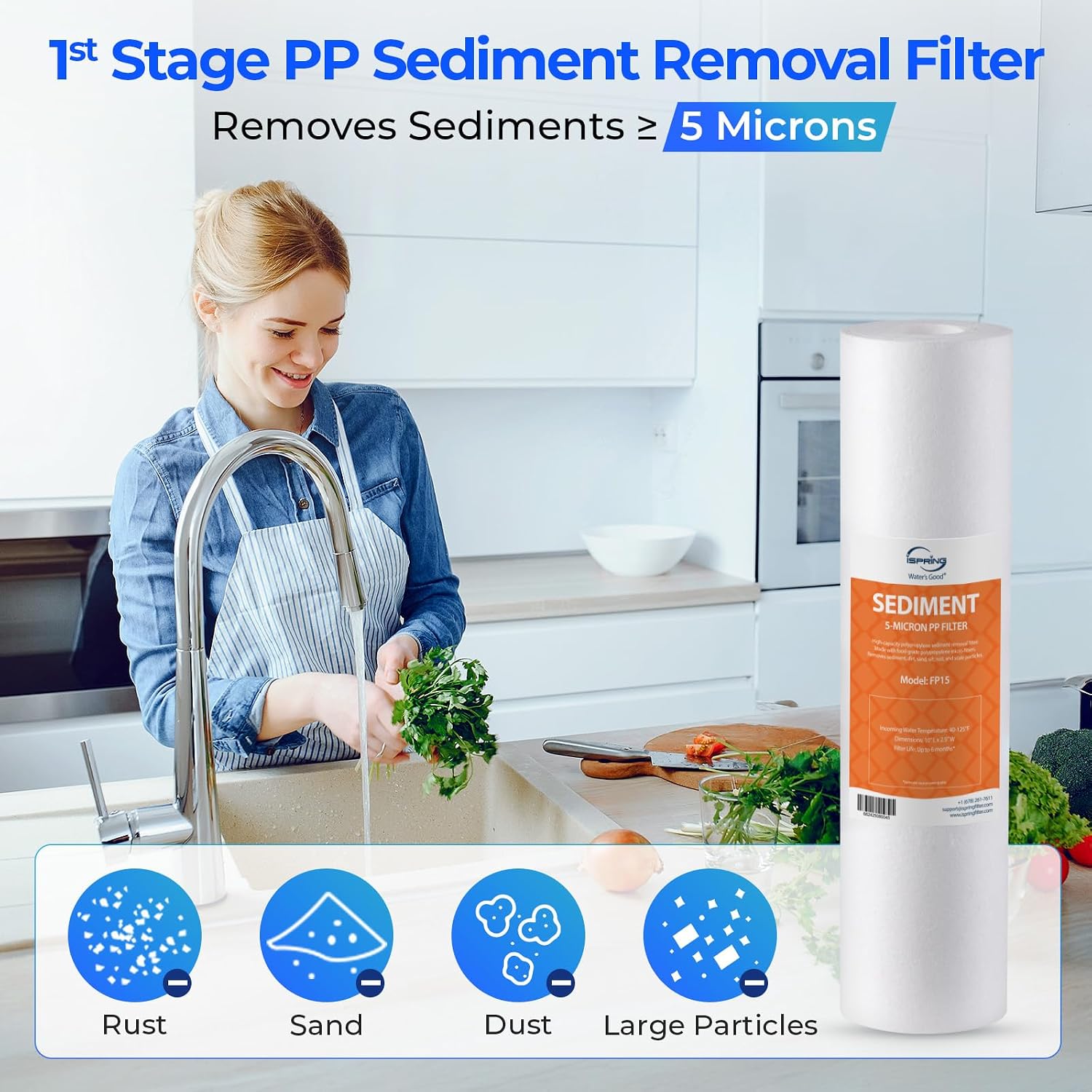 iSpring F7D 1-Year Reverse Osmosis Water Filter Replacement Cartridge Pack for 5-Stage De-ionization RO Water Filter Systems, Fits iSpring RCC1D & RCC1DP, 7 Count (Pack of 1)