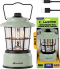 LUXPRO Rechargeable Retro Lantern LED Camping Lantern, Sage Green, 2 Pack