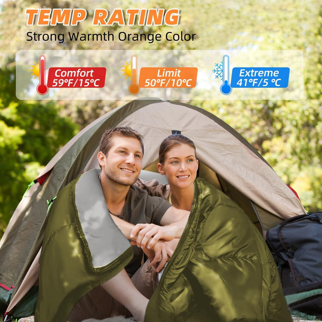 Double Sleeping Bags for Adults, 2 Person Camping Sleeping Bag for Cold & Warm Weather