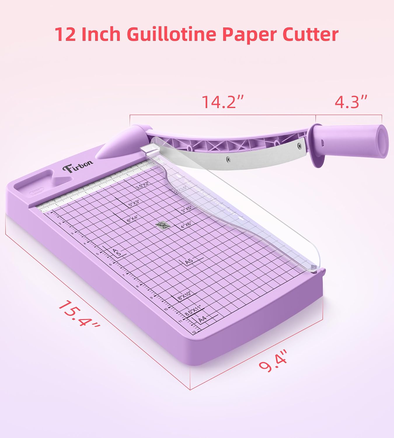 Firbon 12 Inch Guillotine Paper Cutter, Heavy Duty Paper Trimmer, Purple