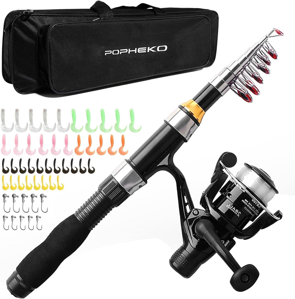 Fishing Rod Reel Full Kit Portable Travel Spinning Pole Reel Lure Carry Bag