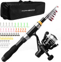 Fishing Rod Reel Full Kit Portable Travel Spinning Pole Reel Lure Carry Bag