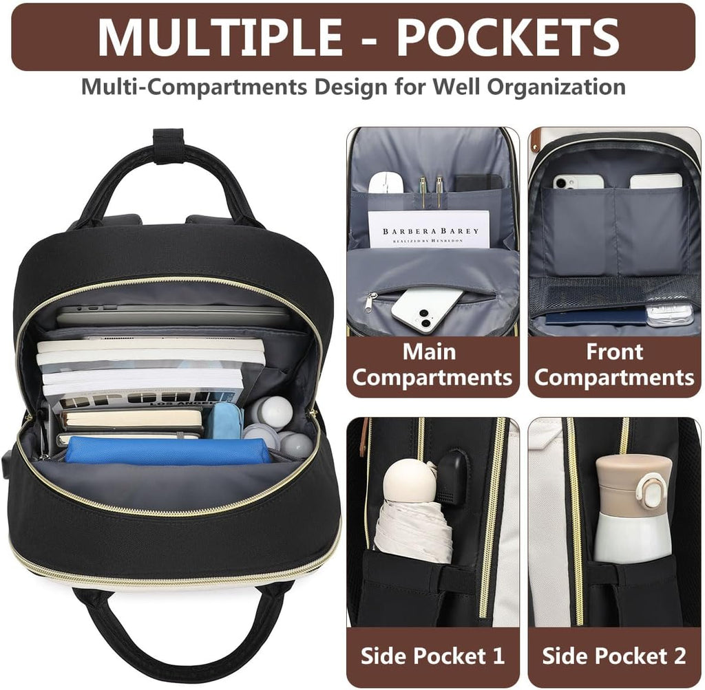Laptop Backpack for Women Work Bag: 17.3 inch Travel Bookbag with USB Charg