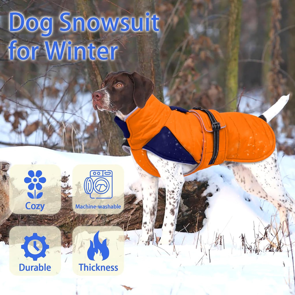 MIGOHI Cozy Small Dog Coat - Reflective Dog Coat for Small Dogs,Fleece Winter Coats Jacket for Dogs with Leash Hole,Snowproof Thick Puppy Clothes,Pomeranian,Chihuahua,XS,Orange