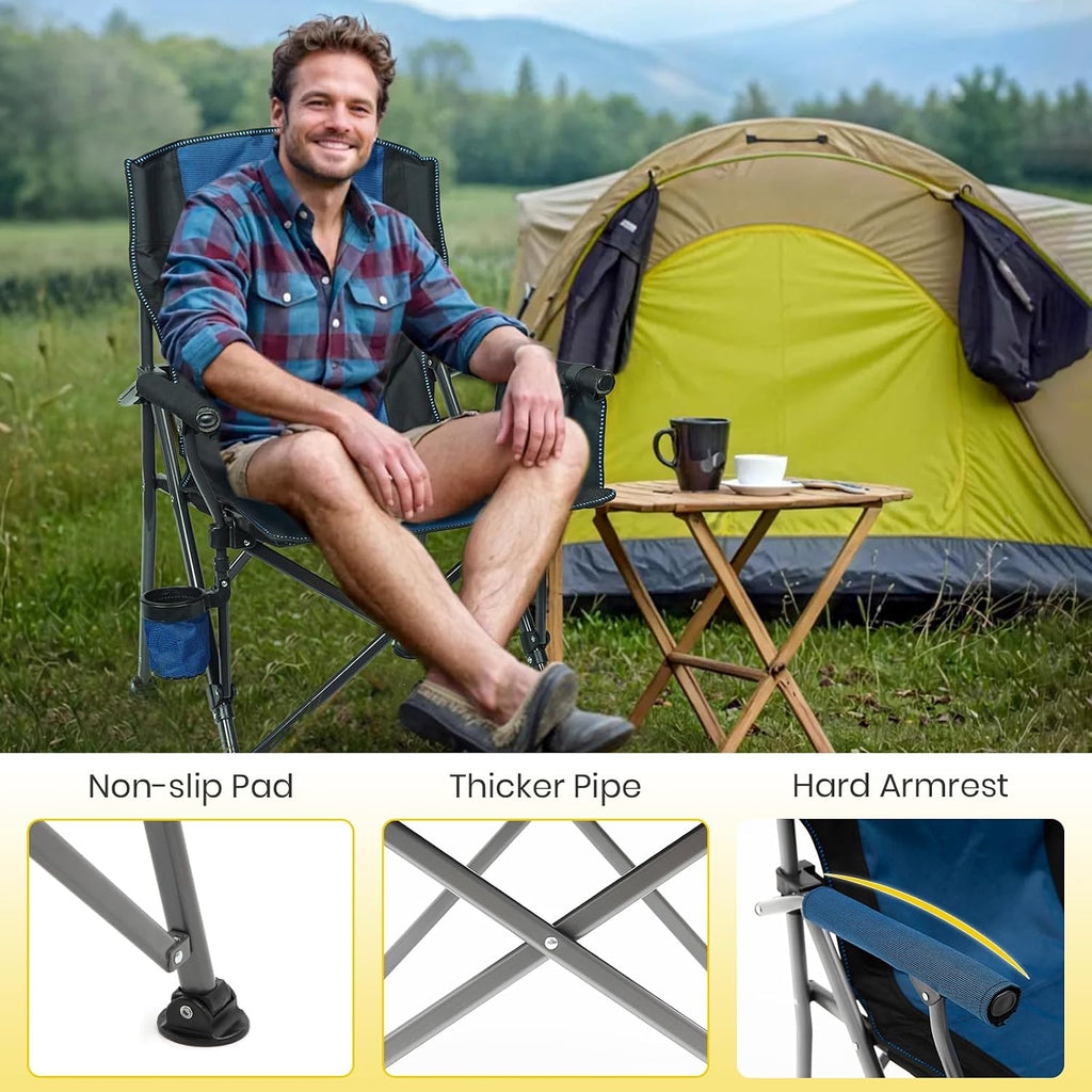 XGEAR Portable Camping Chair for Adutls Outdoor Camp Chairs,Blue