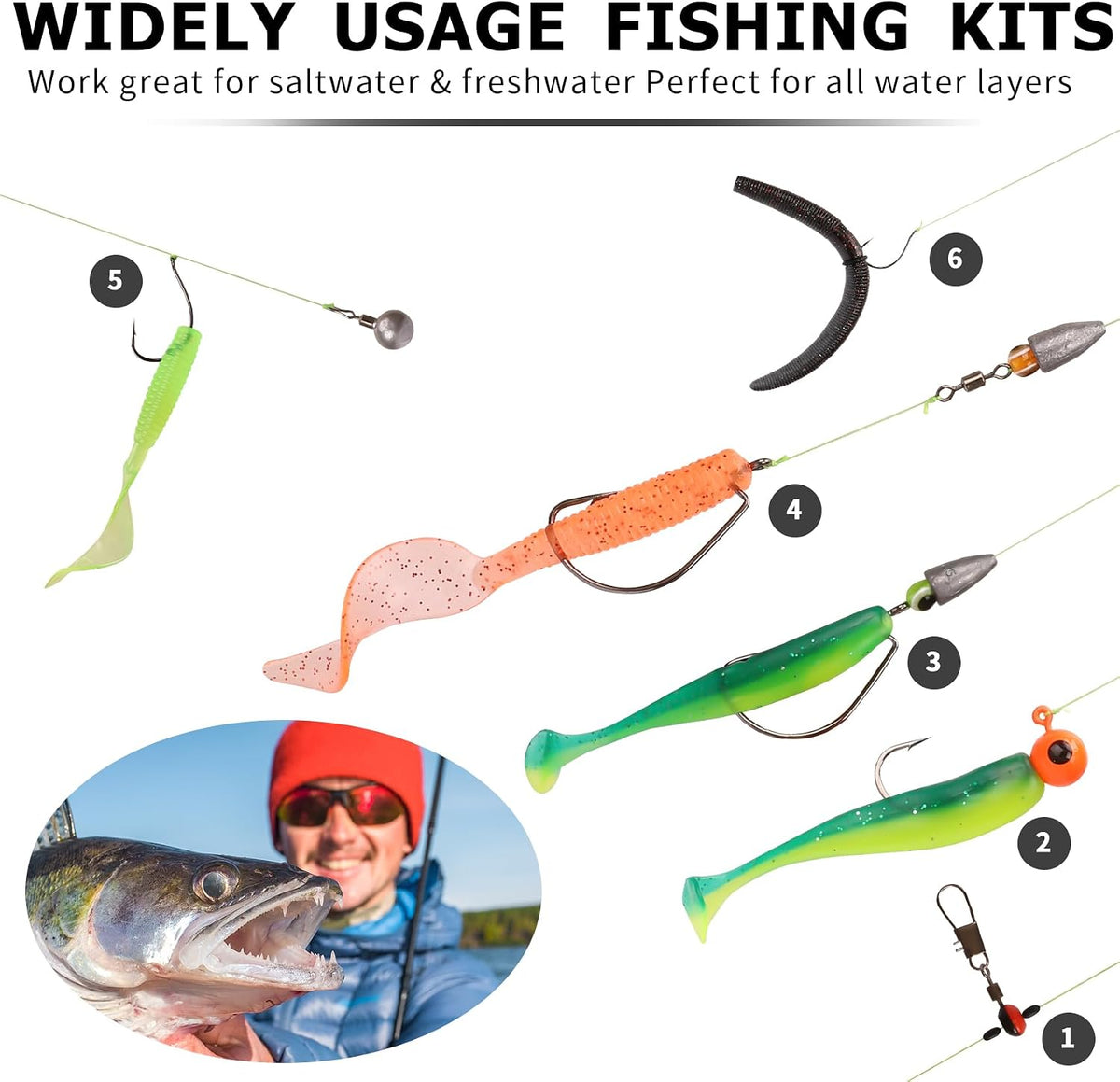 TRUSCEND Complete Fishing Lures - Tackle Box with Tackle Included - Crankbaits, Minnows, Frogs, Vibes, Poppers, Spinners, Spoons, Soft Baits, Hooks & Weights Accessories Kit for Bass Panfish Trout