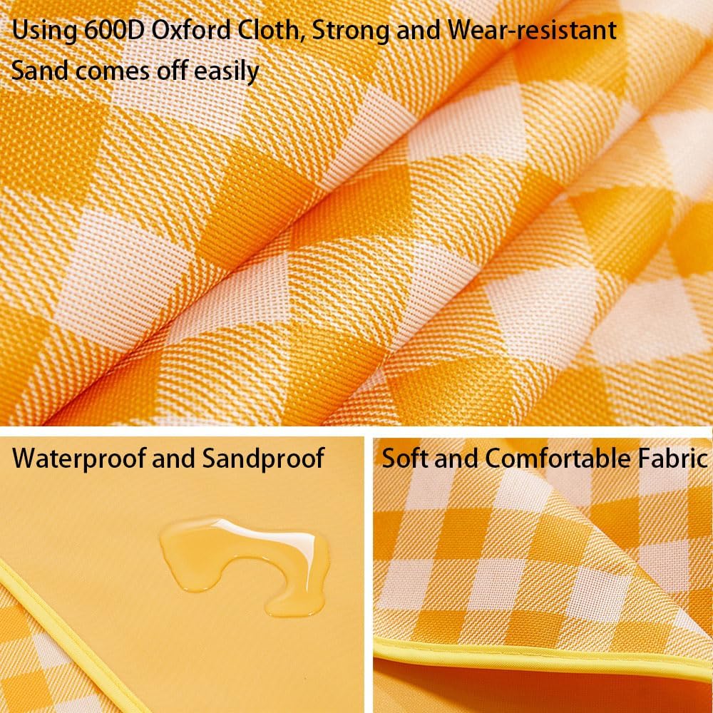 K Y KANGYUN Picnic Blanket | Beach Mat| Picnic Blankets for Indoor and Outdoor, 80" x 60" Sandproof Waterproof Larger Mats for Beach, Travel, Camping, Hiking, Park Grass,Handy Tote, Foldable.