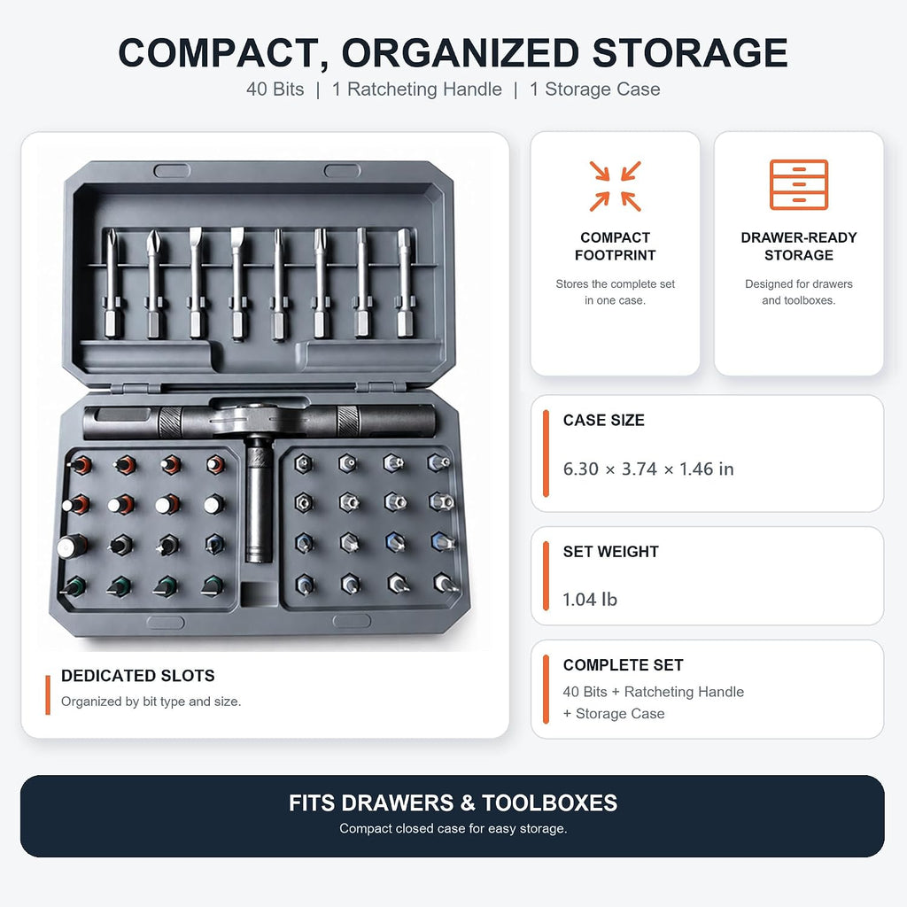 42 in 1 Magnetic Ratchet Screwdriver Set with Detachable T-Handle