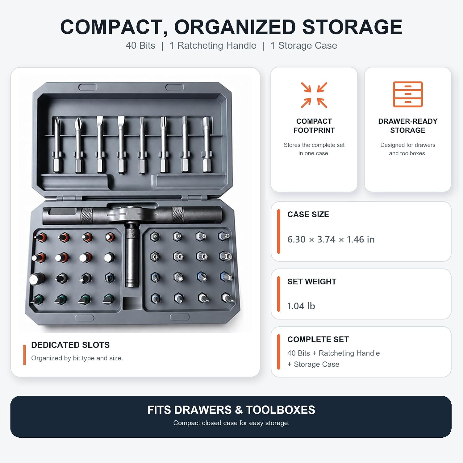 42 in 1 Magnetic Ratchet Screwdriver Set with Detachable T-Handle