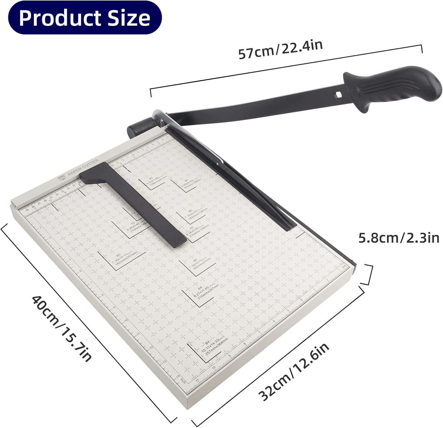 ZEQUAN B4 15" Heavy Duty Paper Cutter, Metal Base, Safety Lock, 10-Sheet