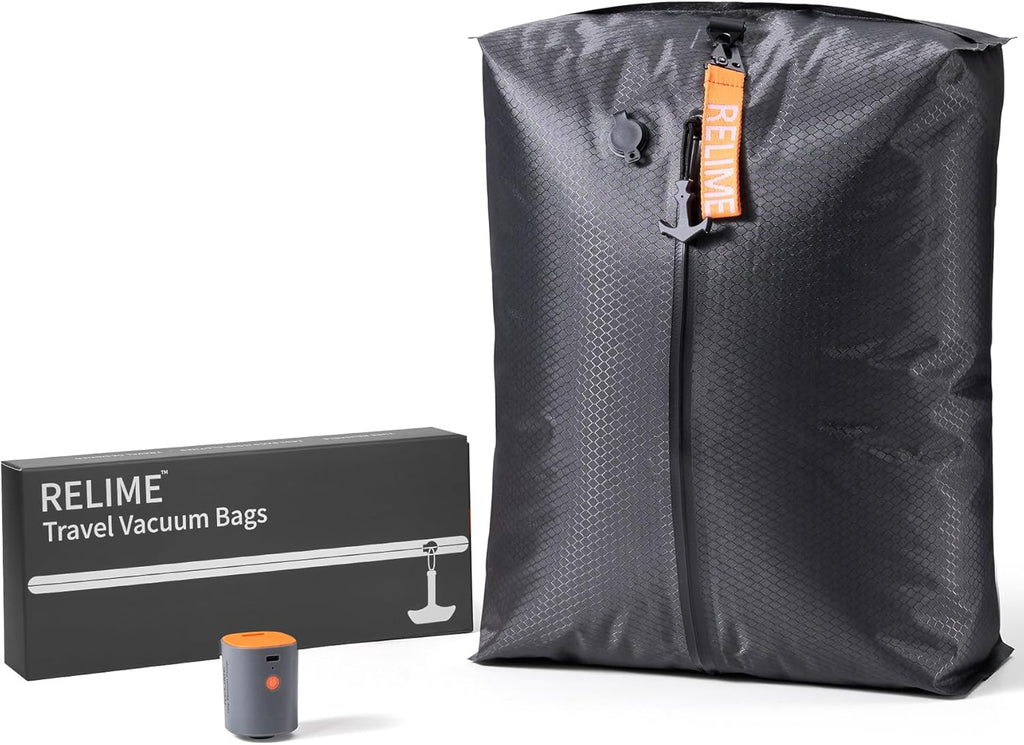 Relime Classic Series Vacuum Bags for Travel Luggage with Wireless Pump, Compression Bags for Carry On Suitcases and Backpack, Vacuum Seal Packing cube for Cloth Packing (1PC + PUMP)