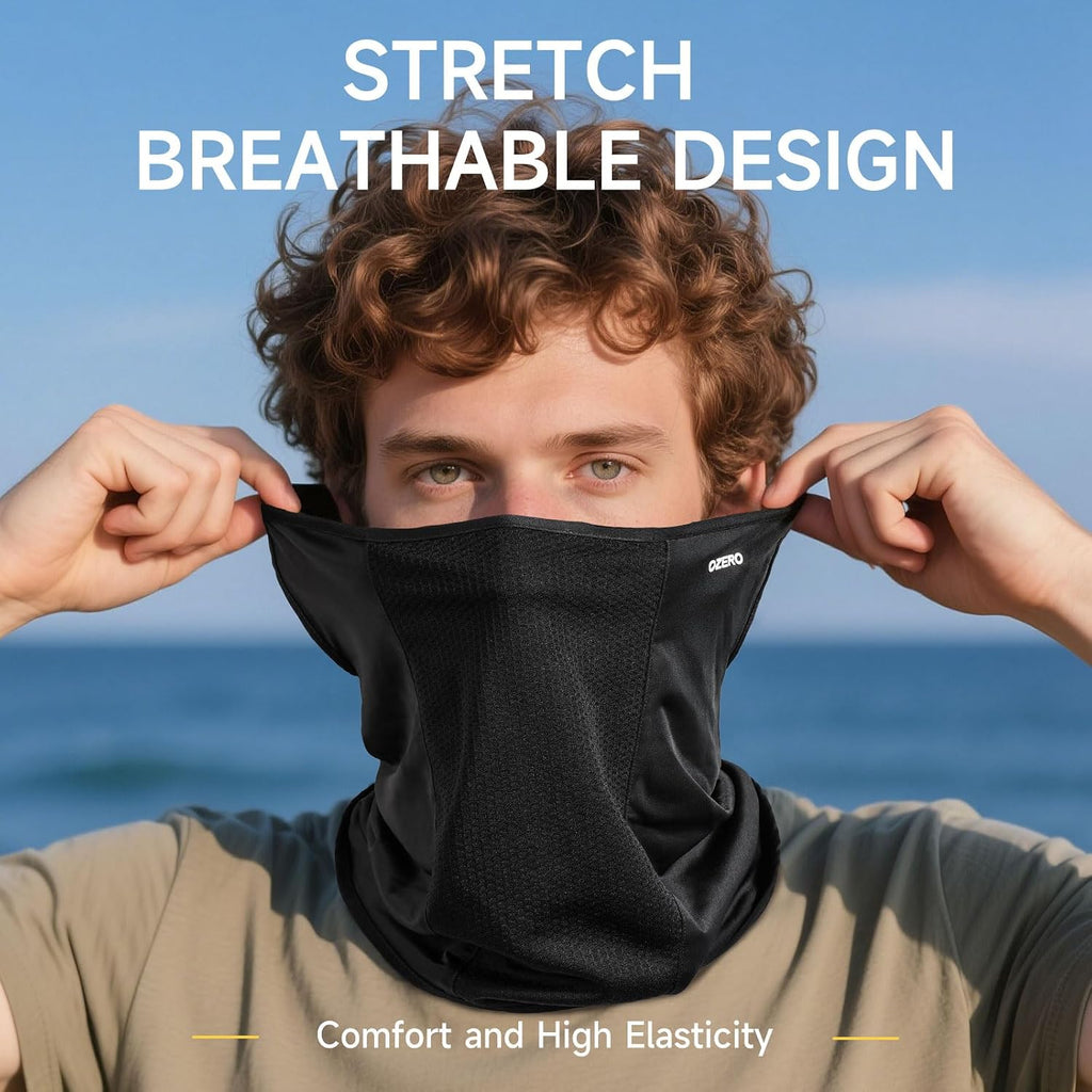 OZERO Cooling Neck Gaiter Face Mask With Ear Loops, UPF 50+ UV Protection