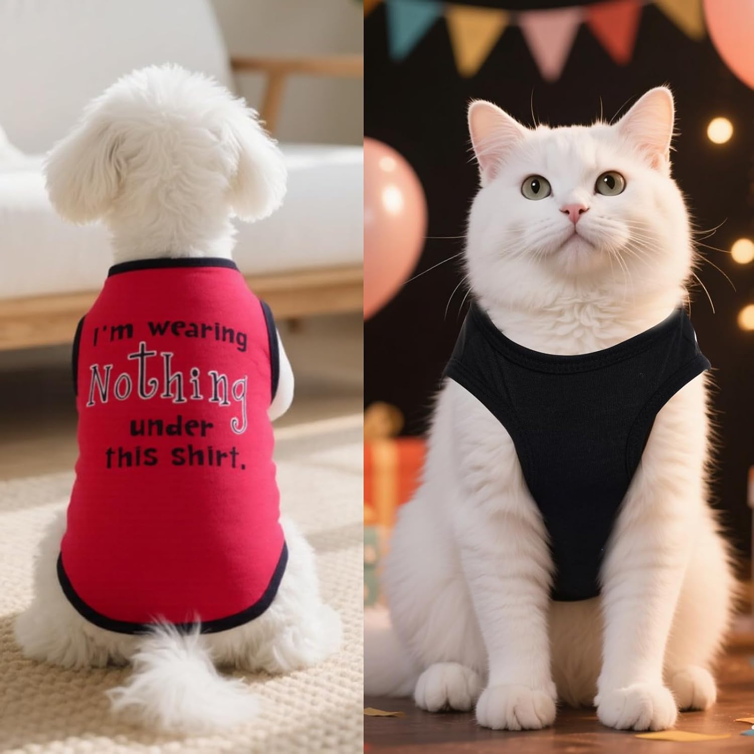 hoyuwak 8 Pieces Pet Shirts Funny Dog Printed Clothes Dog Sleeveless Vests