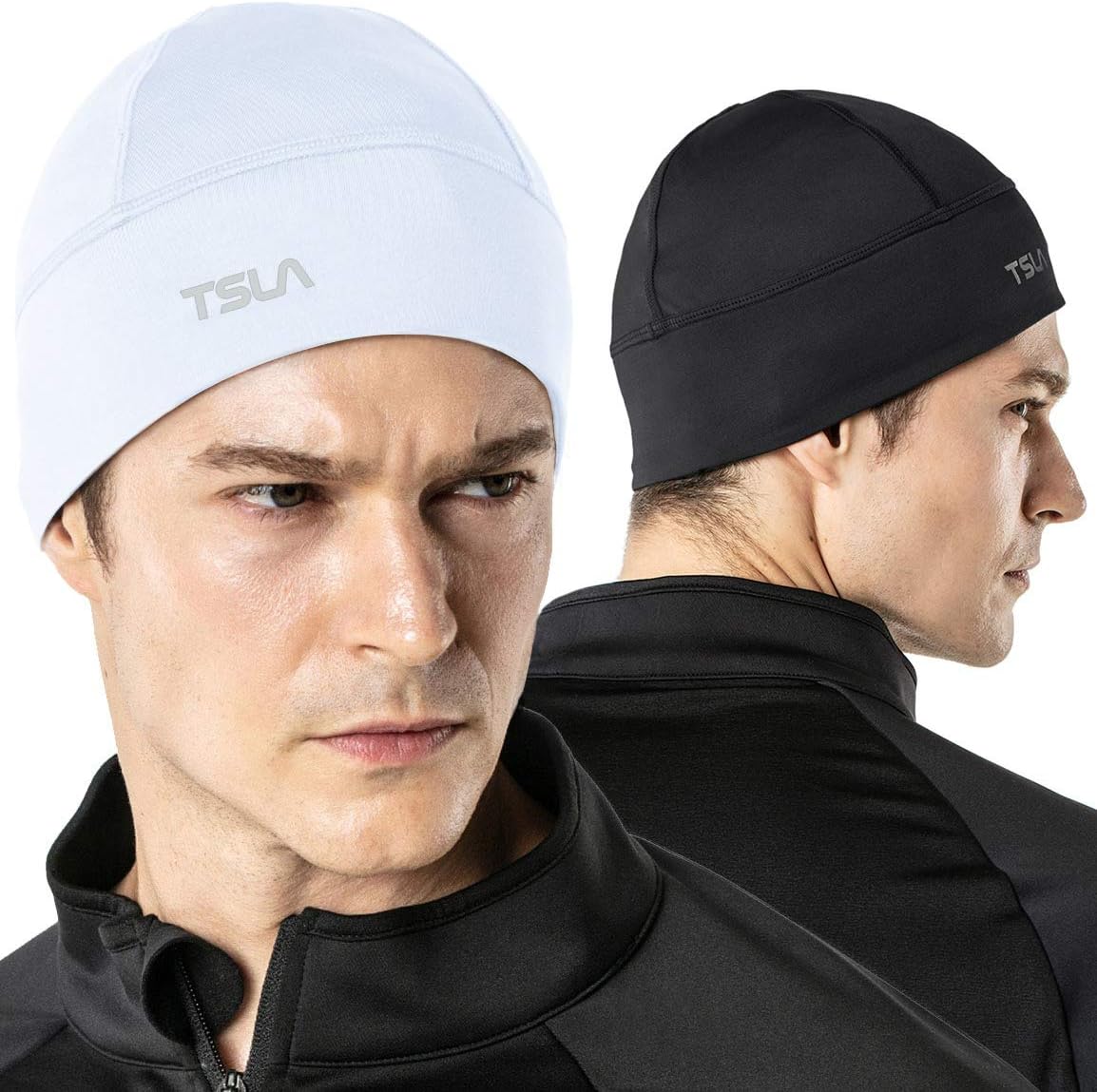 TSLA Men and Women Thermal Fleece Skull Cap, Winter Ski Cycling Under Helmet Liner, Running Beanie Hat