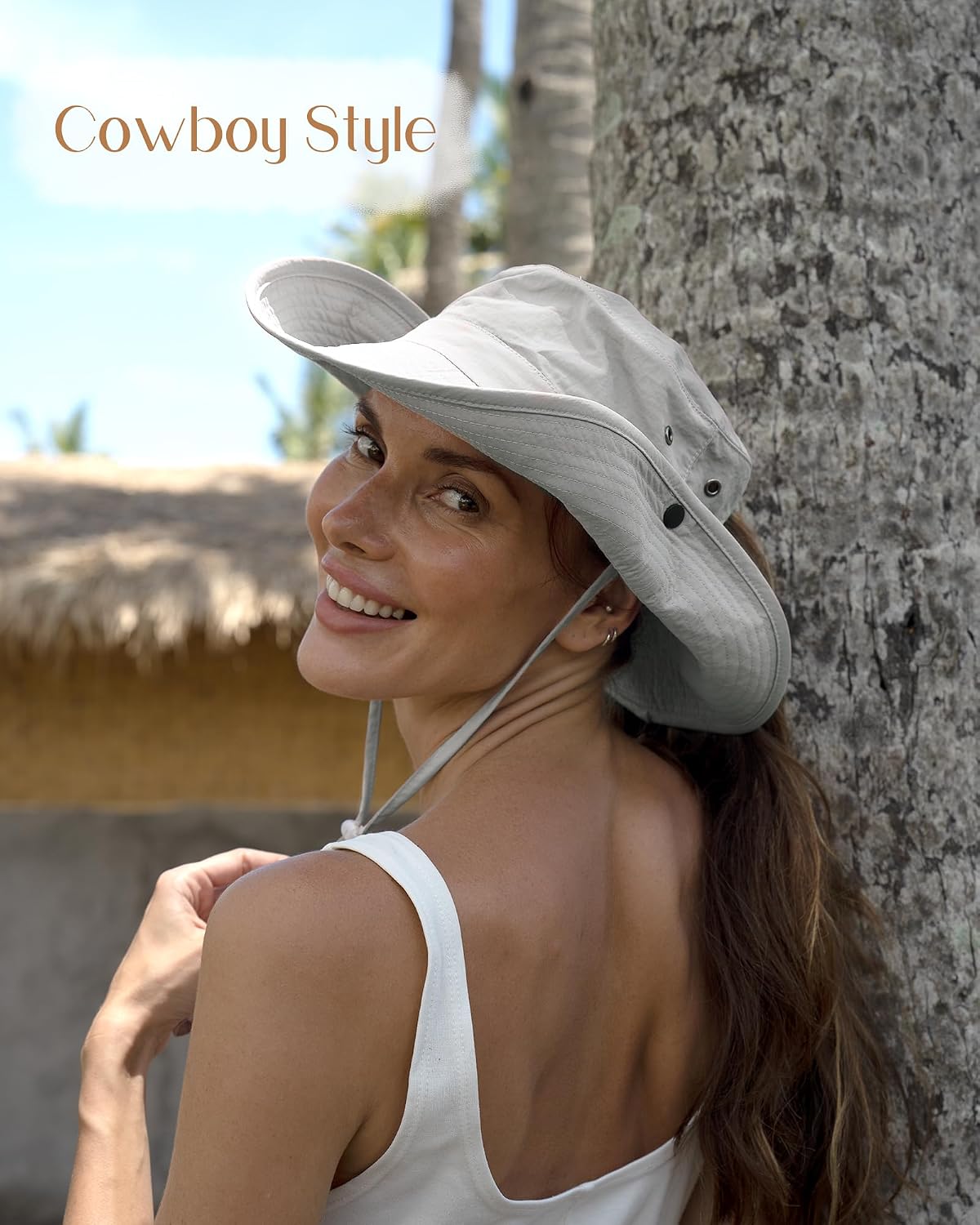 FURTALK Sun Hats for Women Ponytail Wide Brim Summer Packable Cowboy Hat