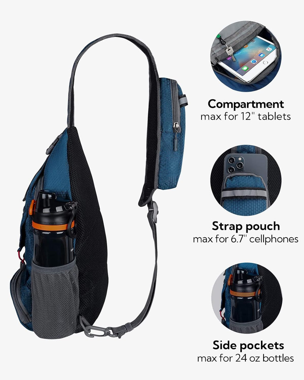 WATERFLY Packable Sling Backpack Lightweight Crossbody Bag Travel Daypack